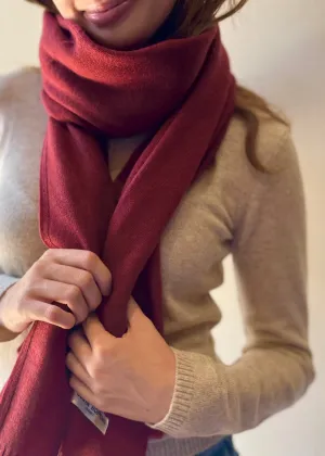 100% Cashmere Scarf in Rust Red