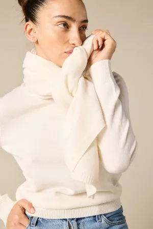 100% Cashmere Scarf in Winter White