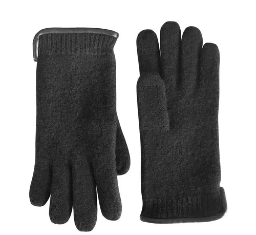 100% Virgin Wool Unisex Gloves with Genuine Leather Trim