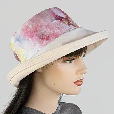 110-a Sunblocker UV summer sun hat with large wide brim with floral watercolour inspired print