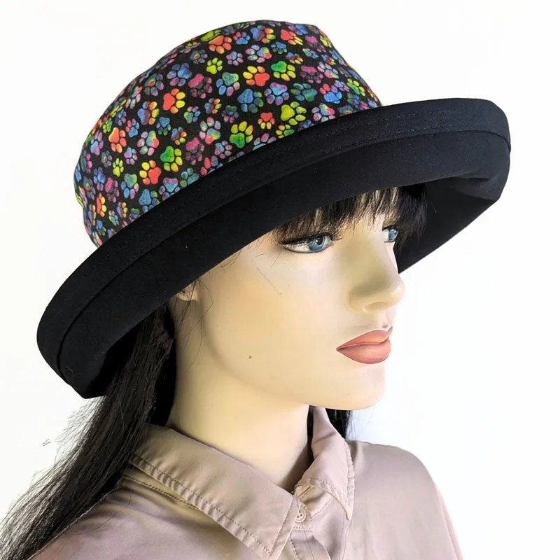 122-a Sunblocker UV summer hat sun hat featuring rainbow paws print