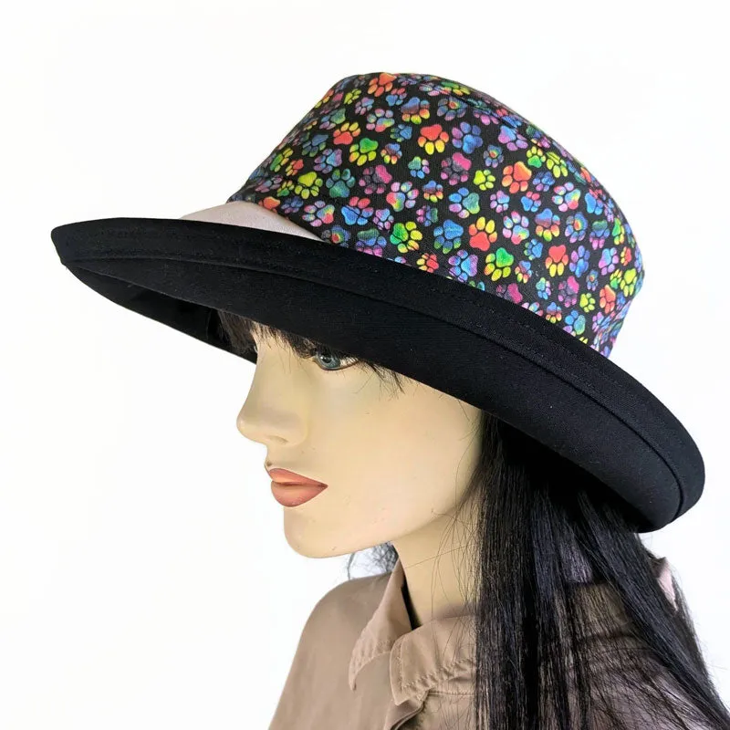 122-a Sunblocker UV summer hat sun hat featuring rainbow paws print