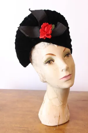 1940s TALL BRIM velvet hat | new fall