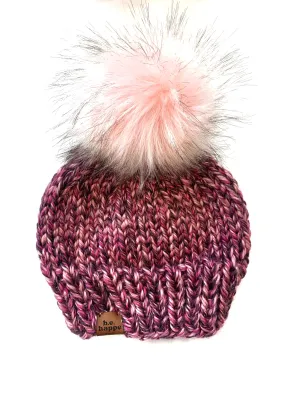 Adult Solid Knit Pom Hat | All Pink Wool Free