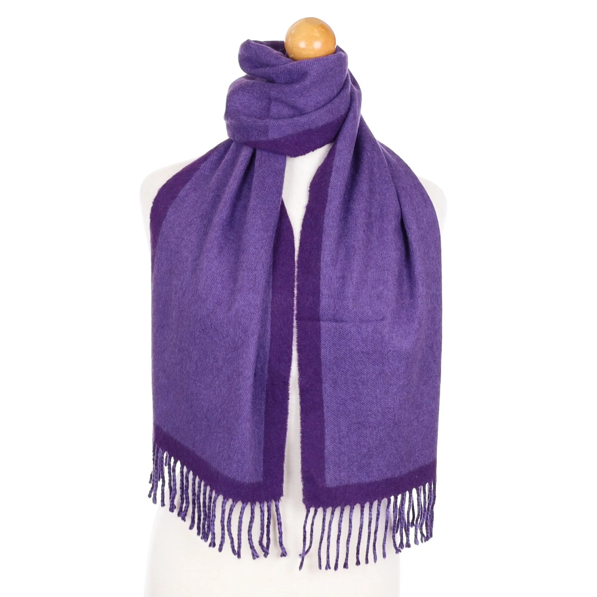 Amethyst Purple Cashmere Fringed Woven Scarf