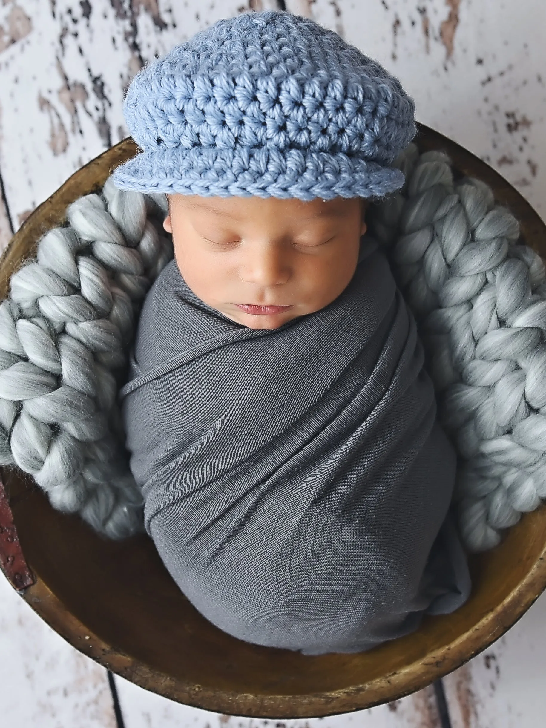 Baby blue Irish wool newsboy hat