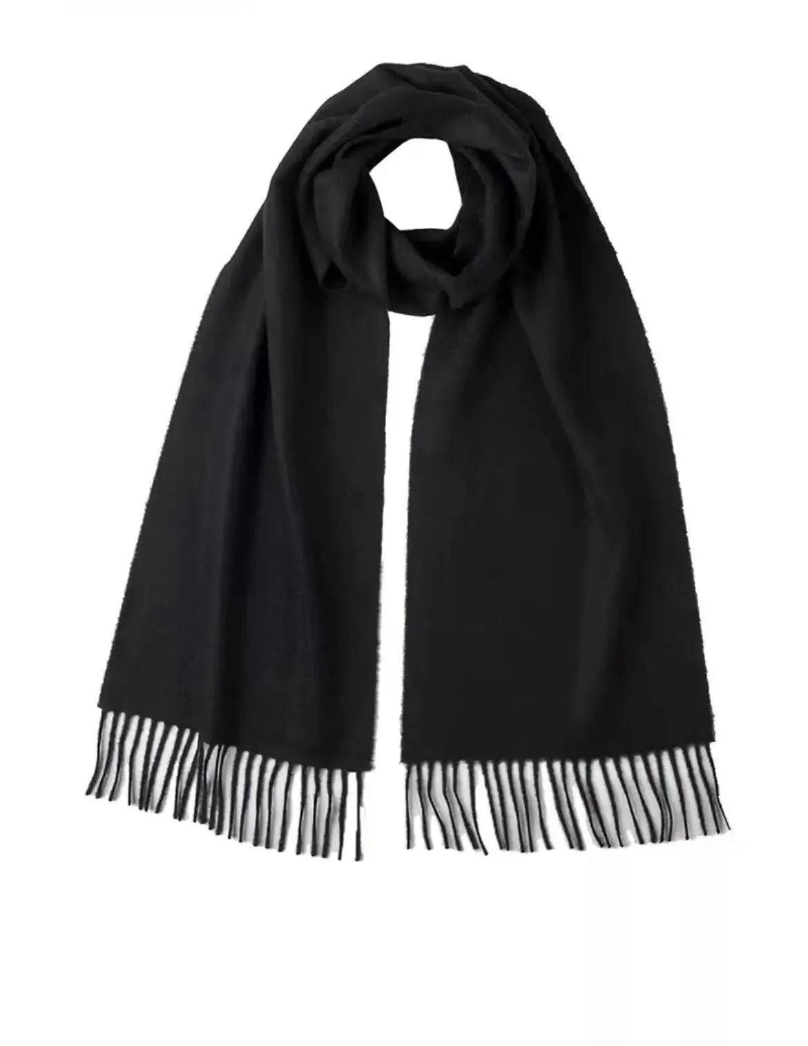 Black Cashmere Scarf Woven Plain