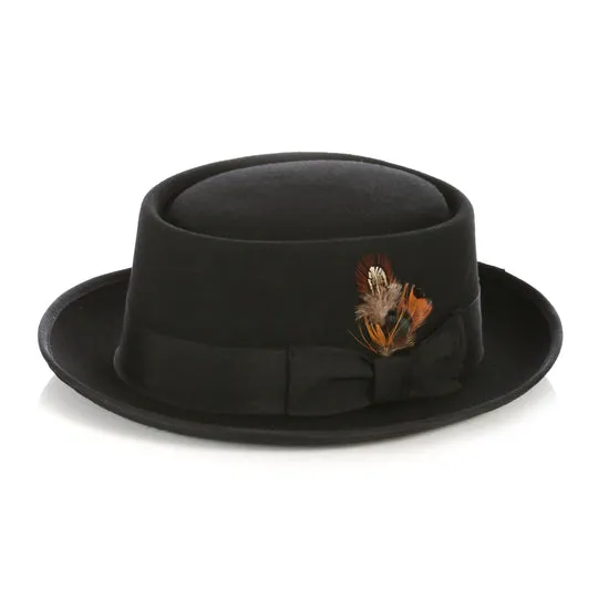 Black Wool Felt Pork Pie Hat