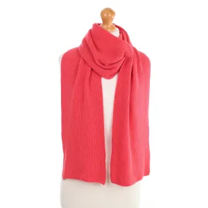 Brand New Scottish Cranberry Pink Rib Cashmere Scarf