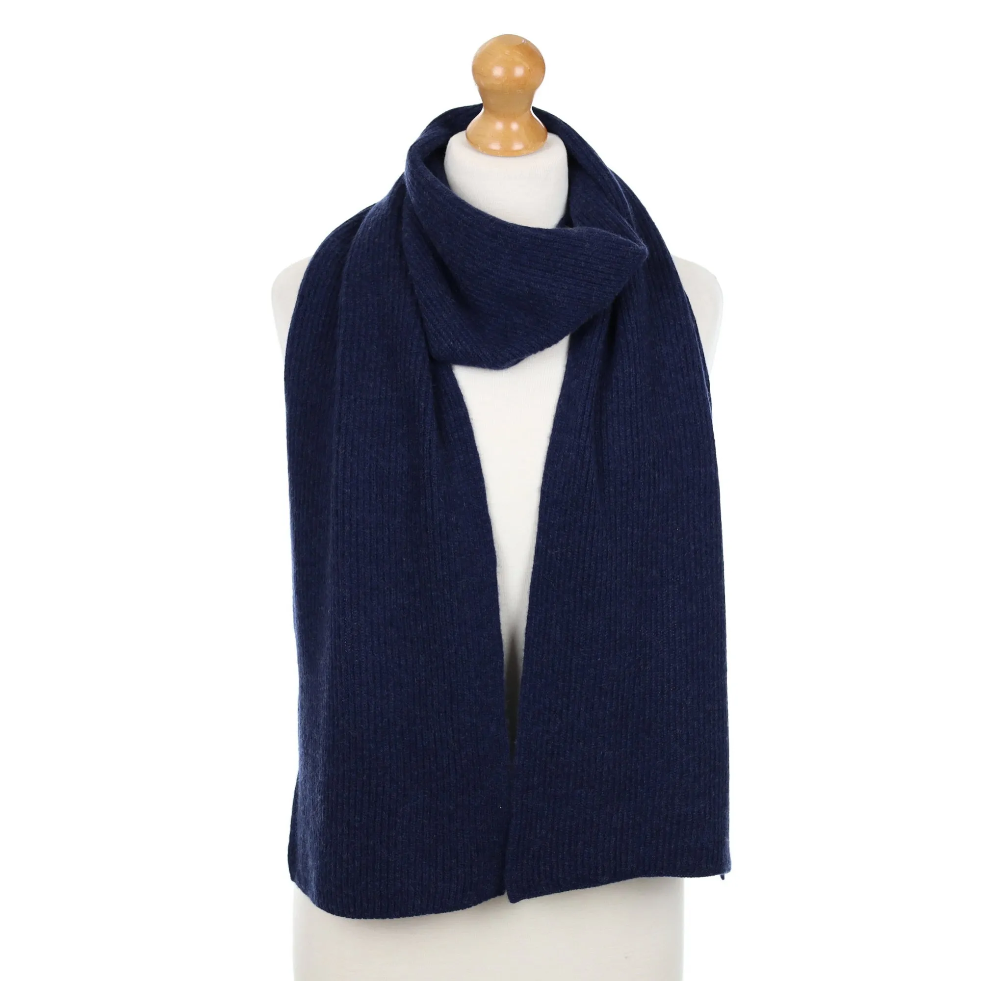 Brand New Scottish Navy Blue Rib Cashmere Scarf