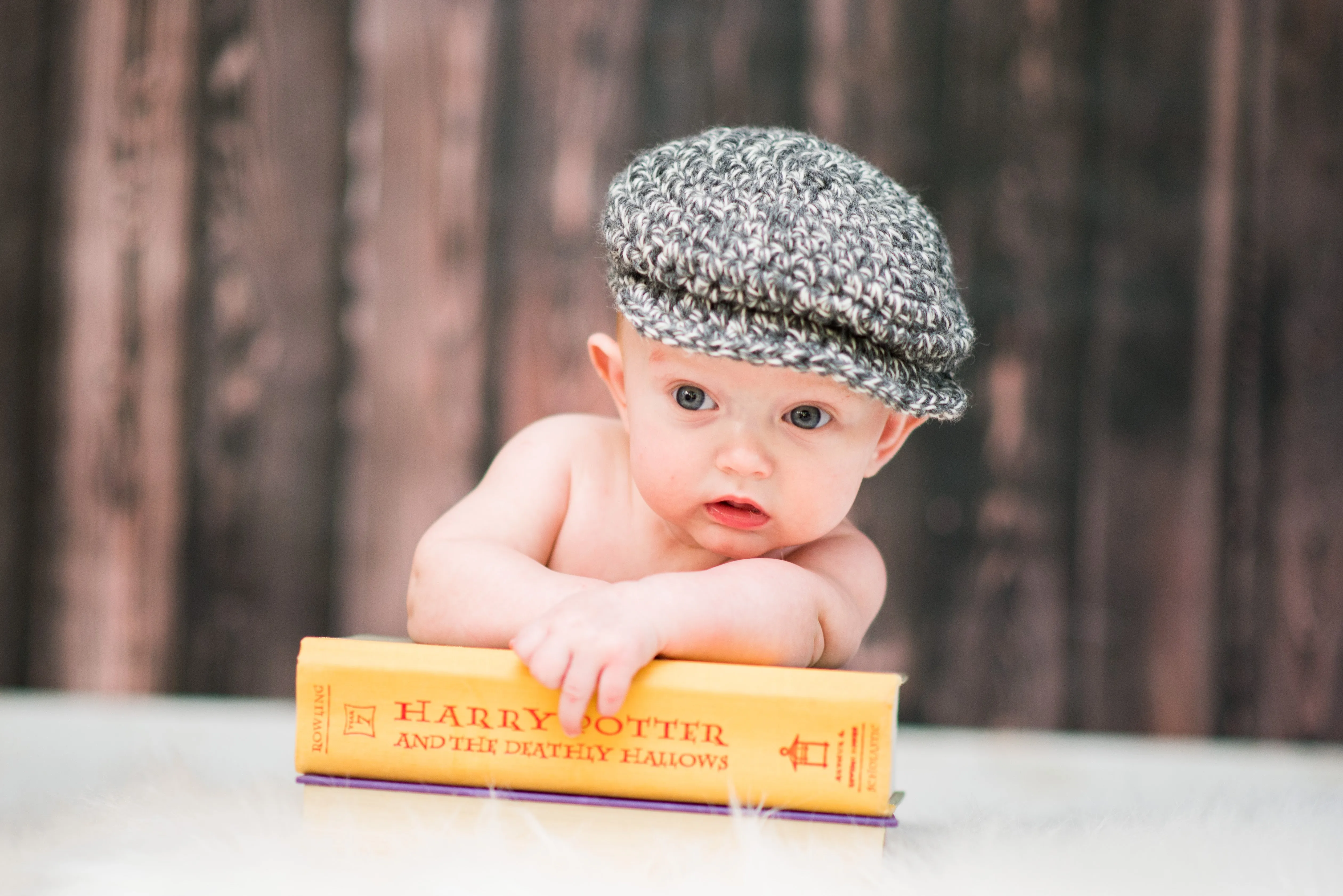 Charcoal gray & cream Irish wool newsboy hat