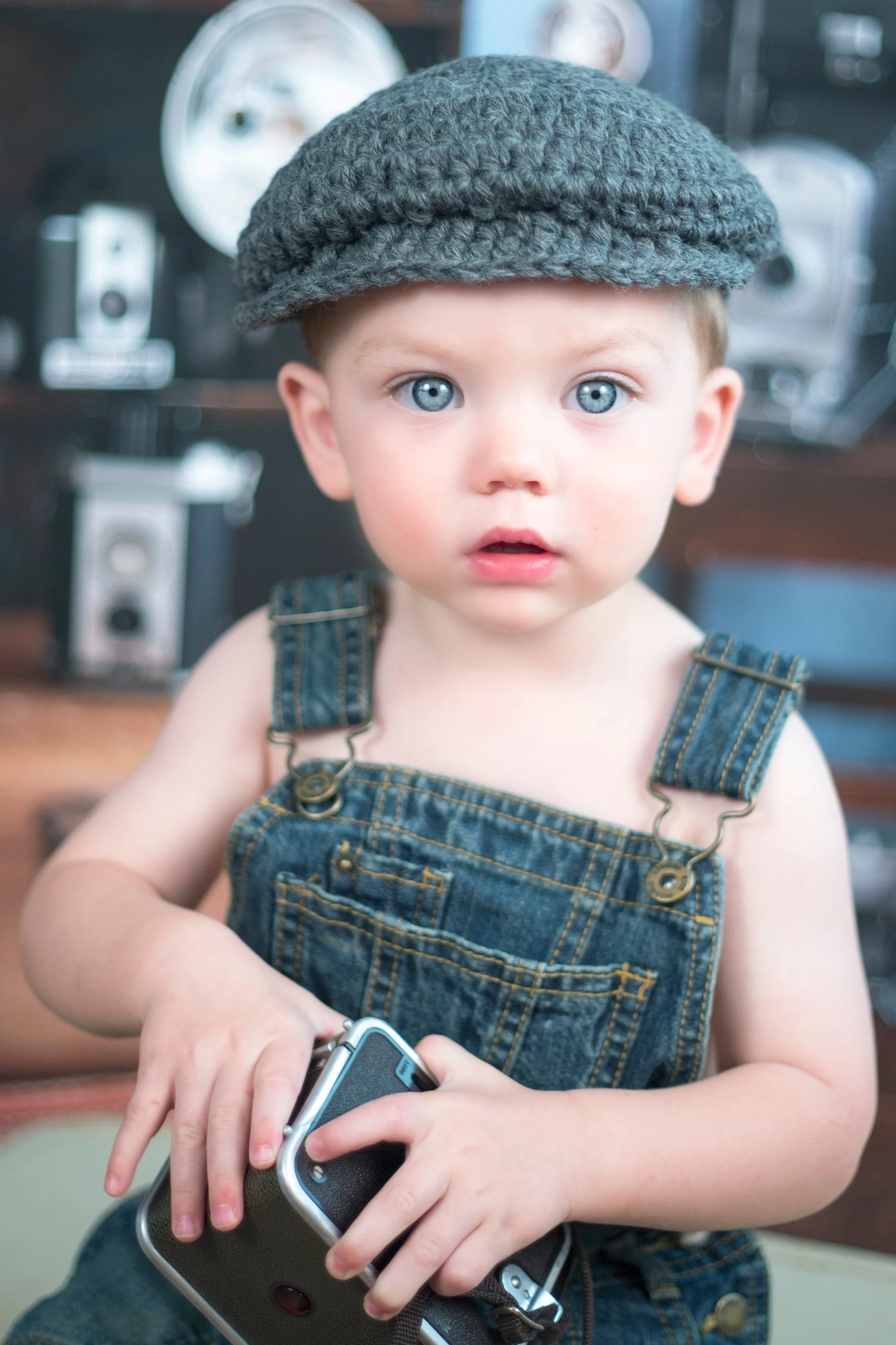 Charcoal gray Irish wool newsboy hat