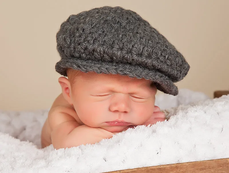 Charcoal gray Irish wool newsboy hat