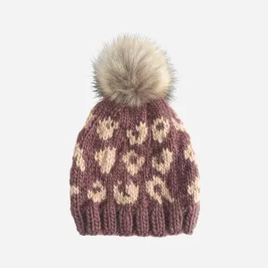 Cheetah Hat, Mauve/Latte