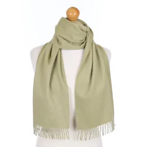 Chicory Green Cashmere Fringed Woven Scarf