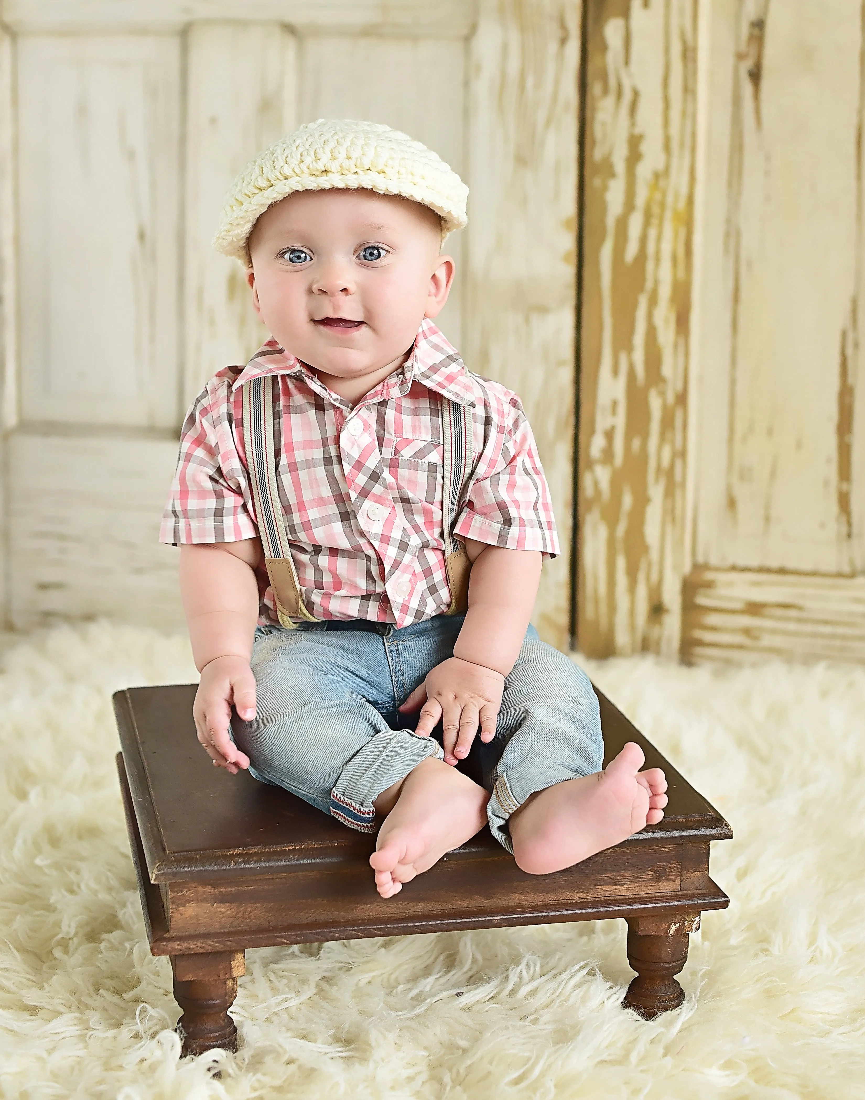 Cream Irish wool newsboy hat