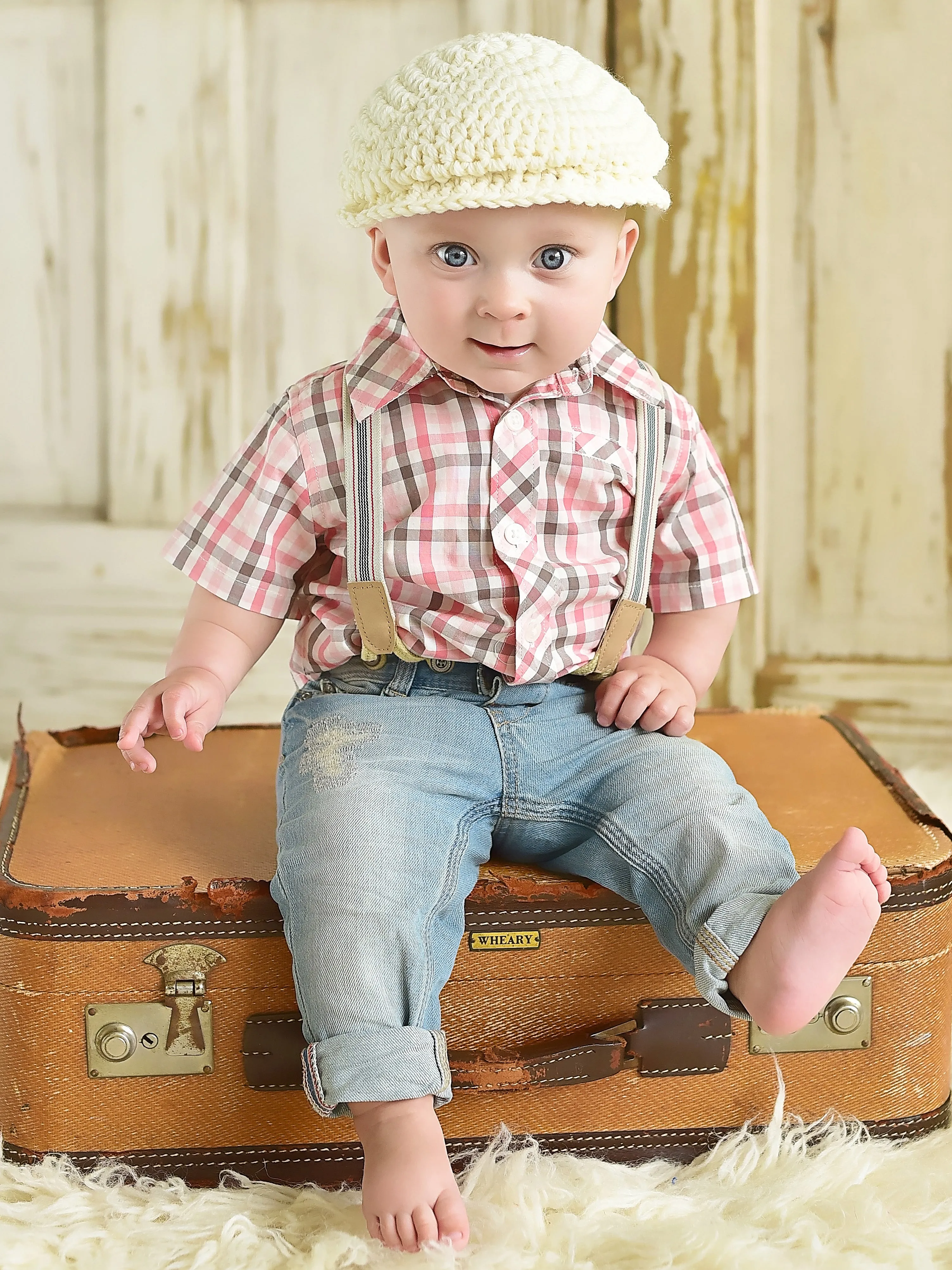 Cream Irish wool newsboy hat