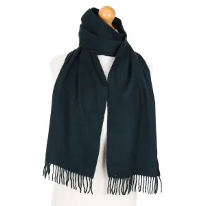 Dark Bottle Green Cashmere Fringed Woven Scarf