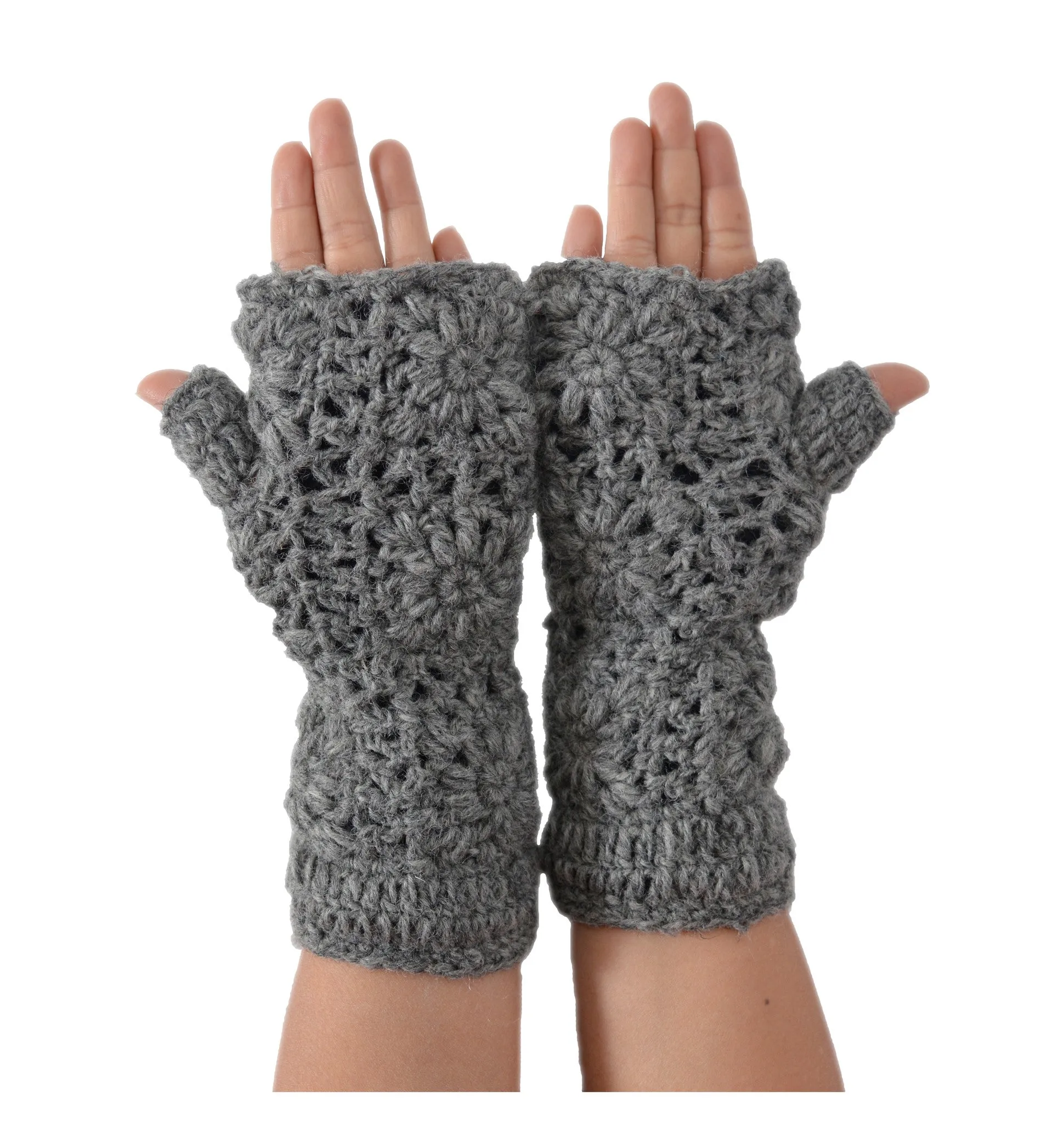 Dark Grey Fingerless Woolen Gloves Mitten Hand Warmer- CM-GLOVE100DGRY