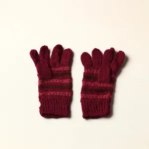 Dark Red - Kumaun Hand Knitted Woolen Gloves (Adult)