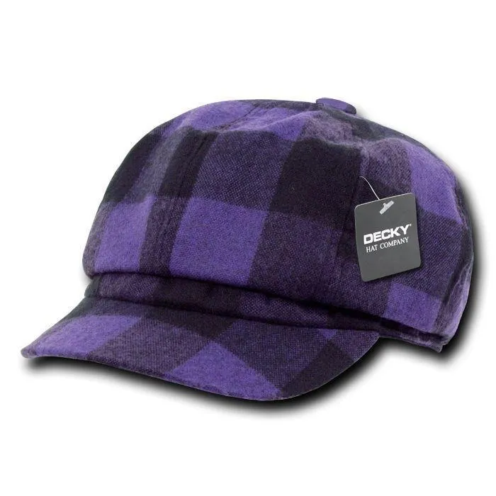 Decky Newsboy Ivys Plaid Pre Curved Hats Drivers Cabbie Golf Gatsby