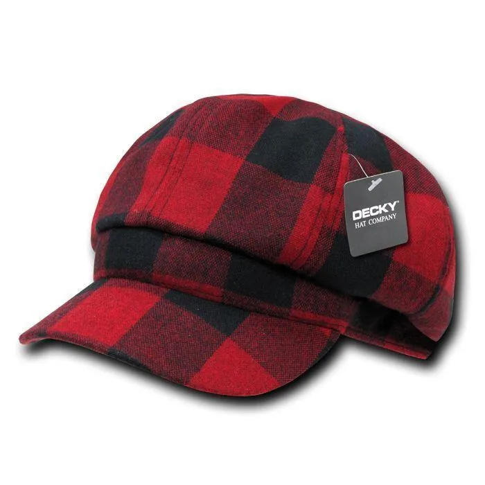 Decky Newsboy Ivys Plaid Pre Curved Hats Drivers Cabbie Golf Gatsby