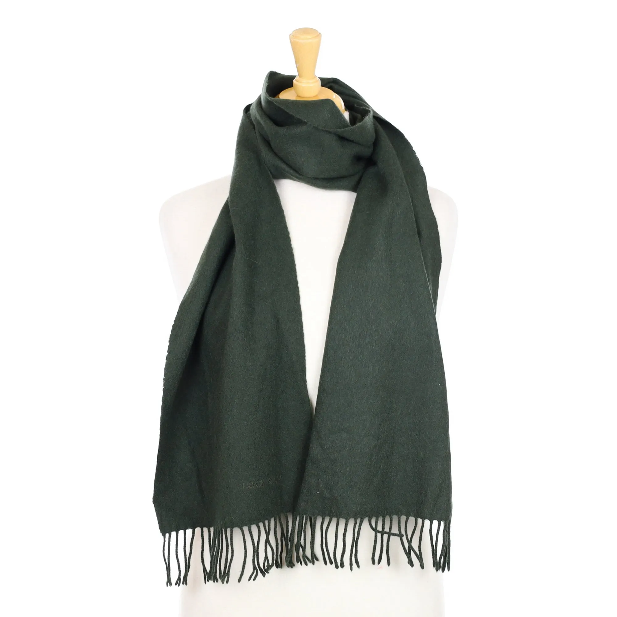 Deep Khaki Green Scottish Cashmere Woven Scarf