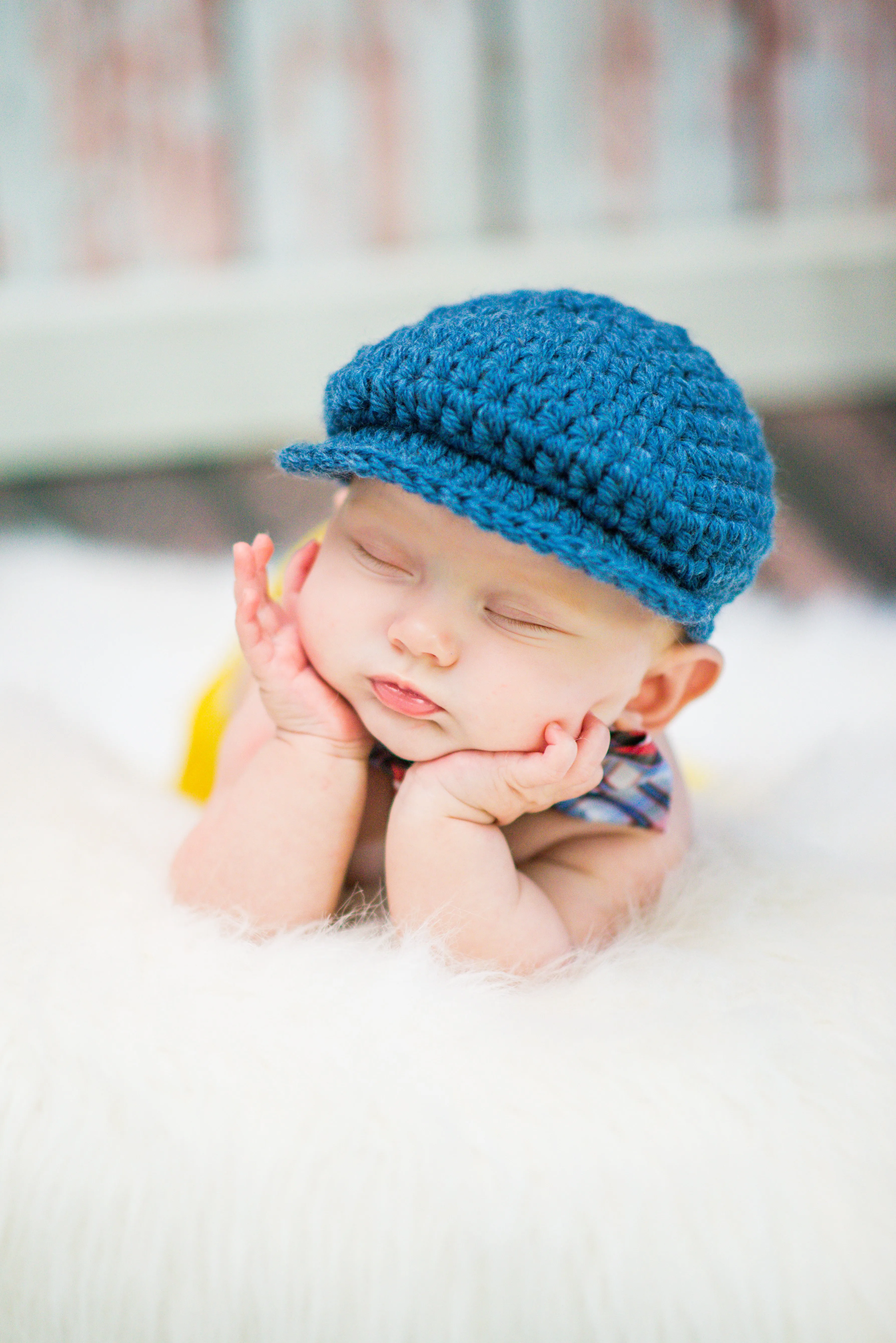 Denim blue Irish wool newsboy hat