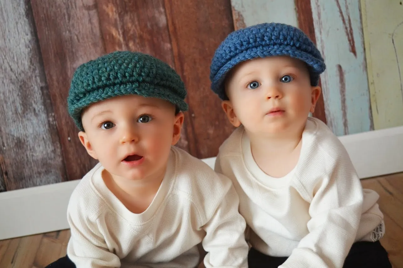 Denim blue Irish wool newsboy hat