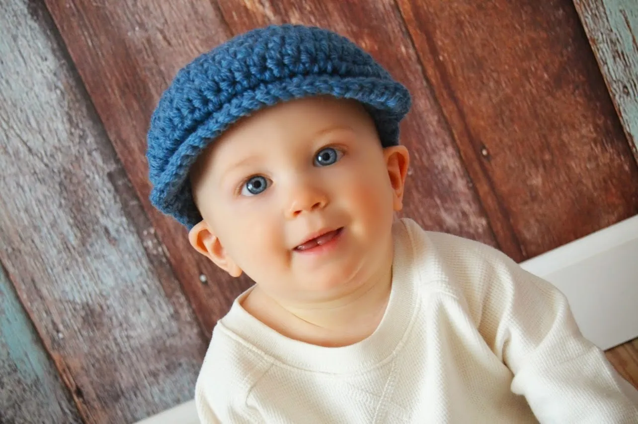 Denim blue Irish wool newsboy hat