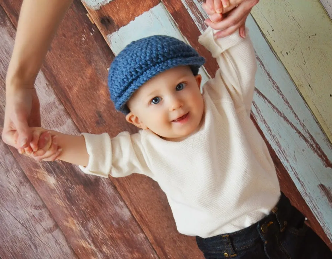 Denim blue Irish wool newsboy hat