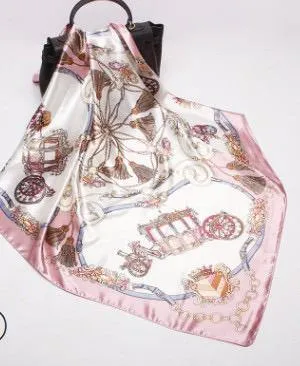 Dusty Pink Chariot Square Satin Silky Scarf