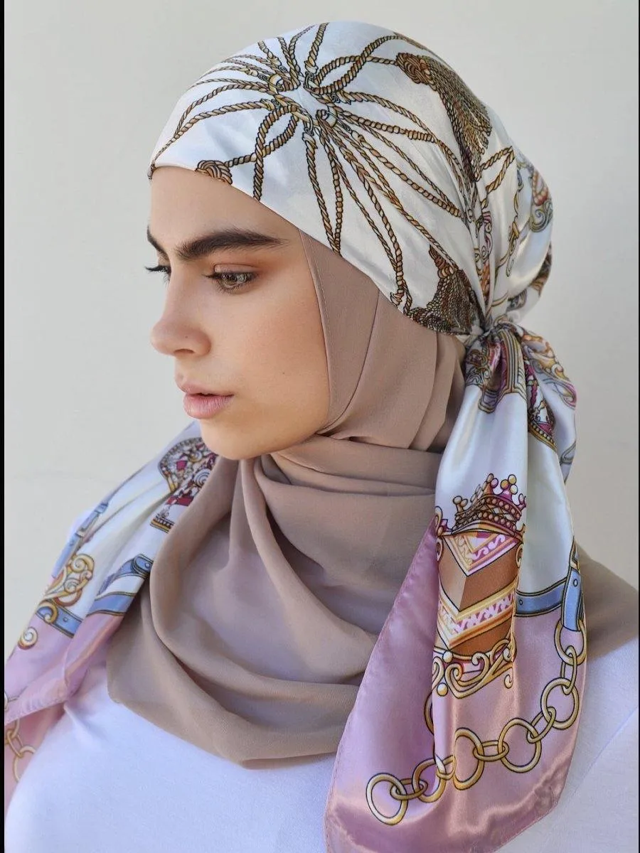 Dusty Pink Chariot Square Satin Silky Scarf