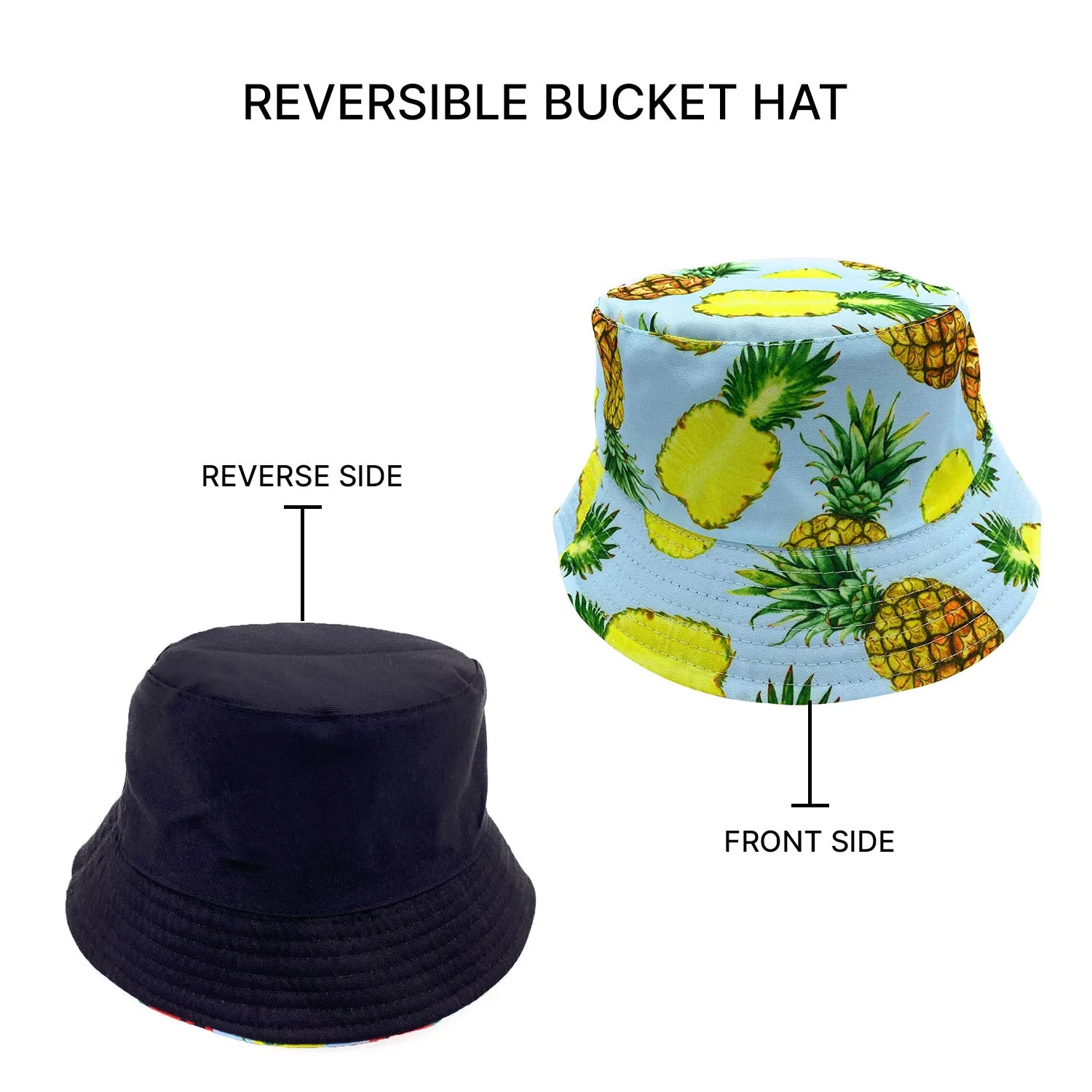 Empire Cove Fruit Designs Bucket Hat Reversible Fisherman Cap Women Men Summer