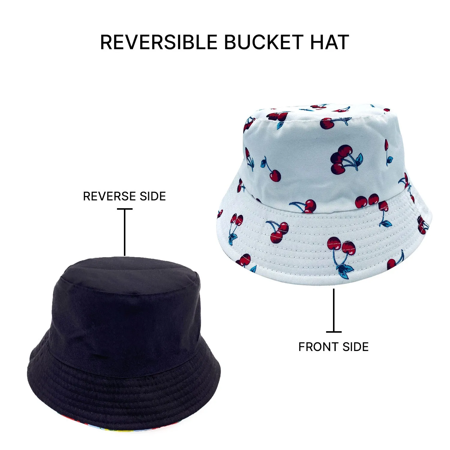 Empire Cove Fruit Designs Bucket Hat Reversible Fisherman Cap Women Men Summer