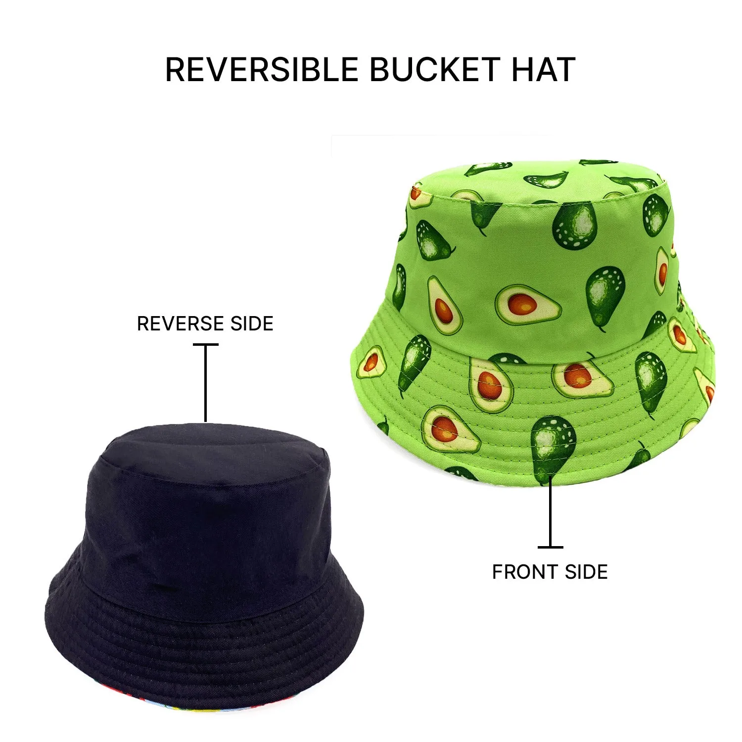 Empire Cove Fruit Designs Bucket Hat Reversible Fisherman Cap Women Men Summer