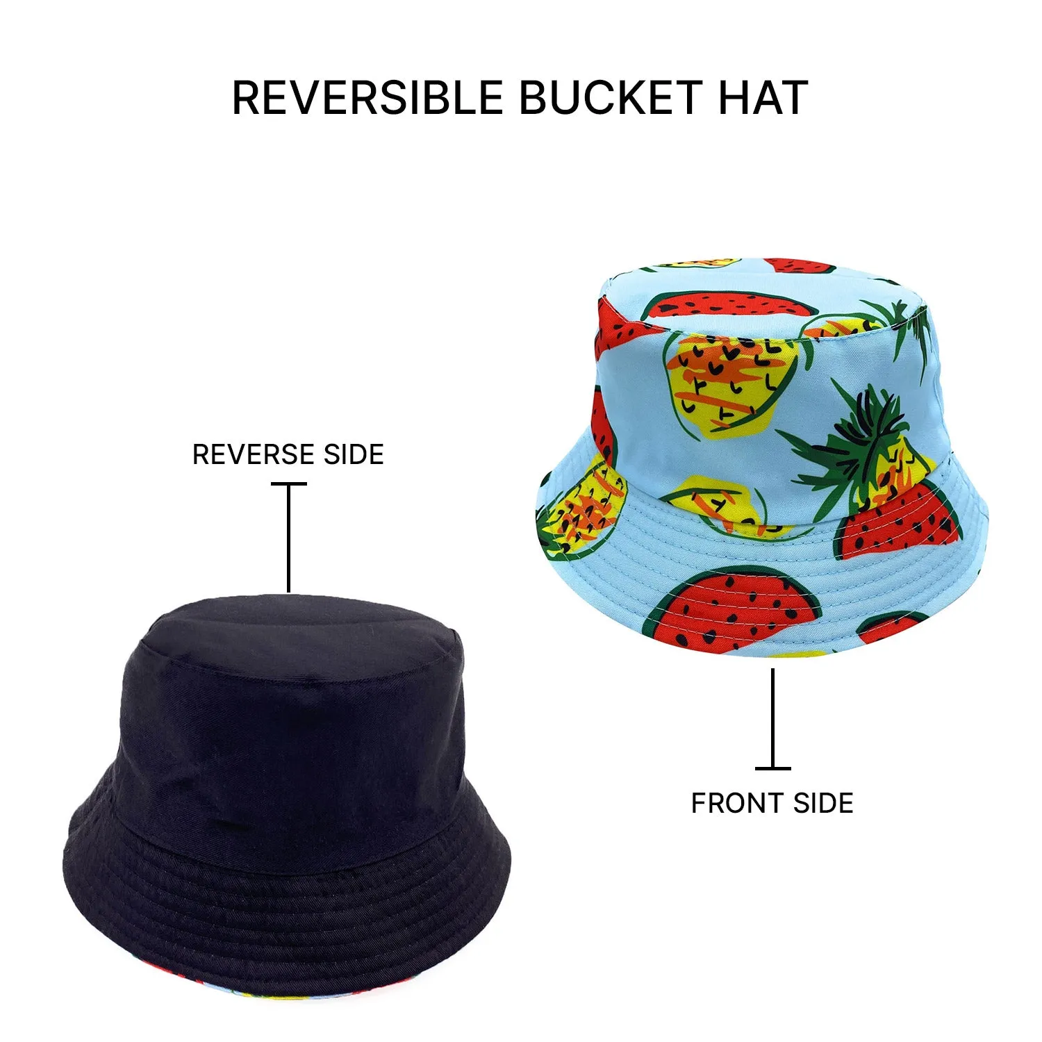 Empire Cove Fruit Designs Bucket Hat Reversible Fisherman Cap Women Men Summer