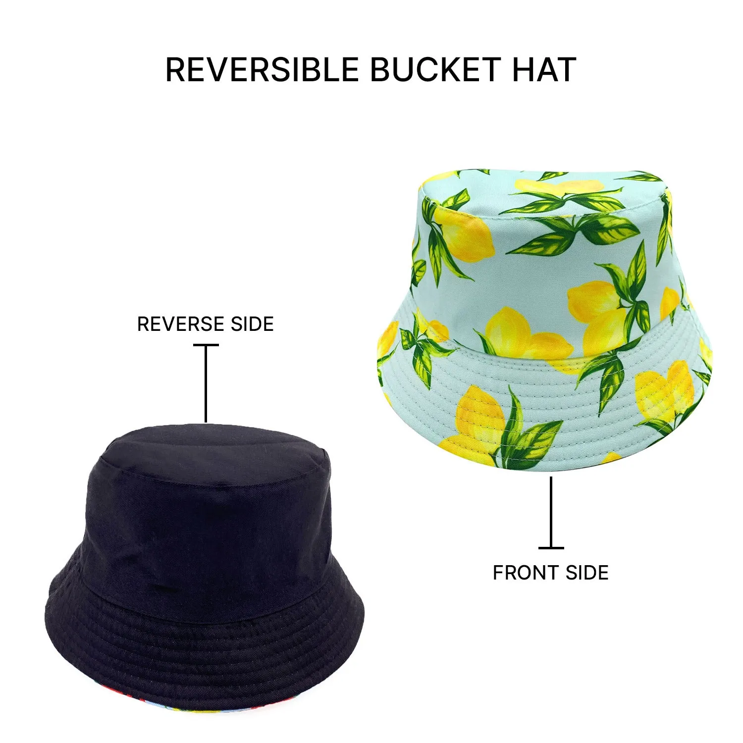 Empire Cove Fruit Designs Bucket Hat Reversible Fisherman Cap Women Men Summer