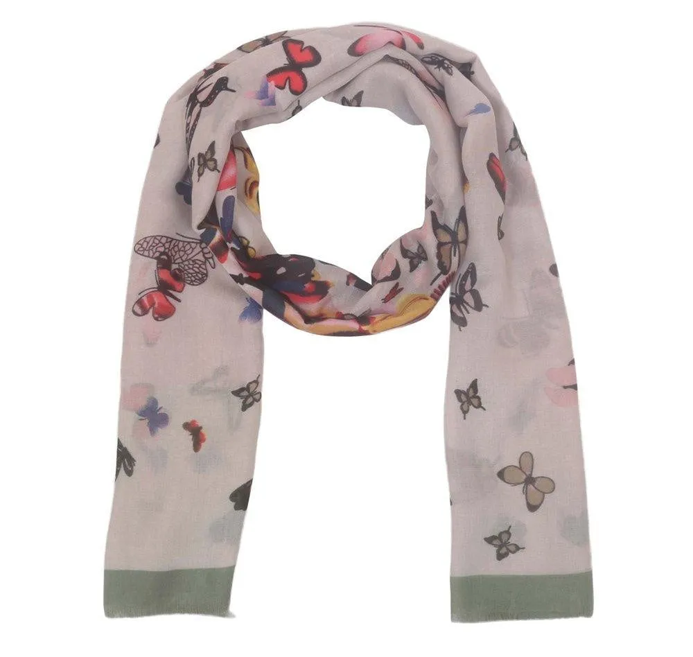 FabSeasons Green Viscose Butterfly Printed Soft & Stylish Scarf