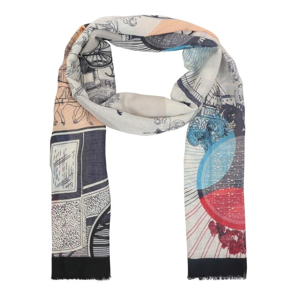 FabSeasons Viscose Abstract Black Printed Soft & Stylish Scarf