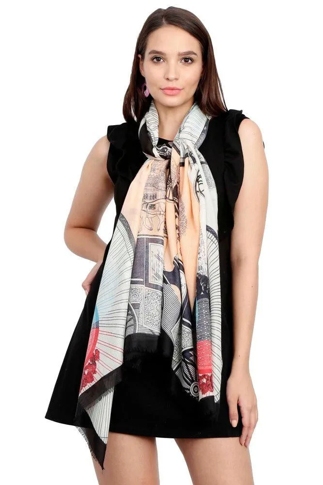 FabSeasons Viscose Abstract Black Printed Soft & Stylish Scarf