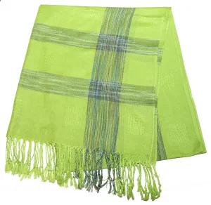 Fair Trade Hand Made Nepal Pashmina Scarf Shawl Plaid Green