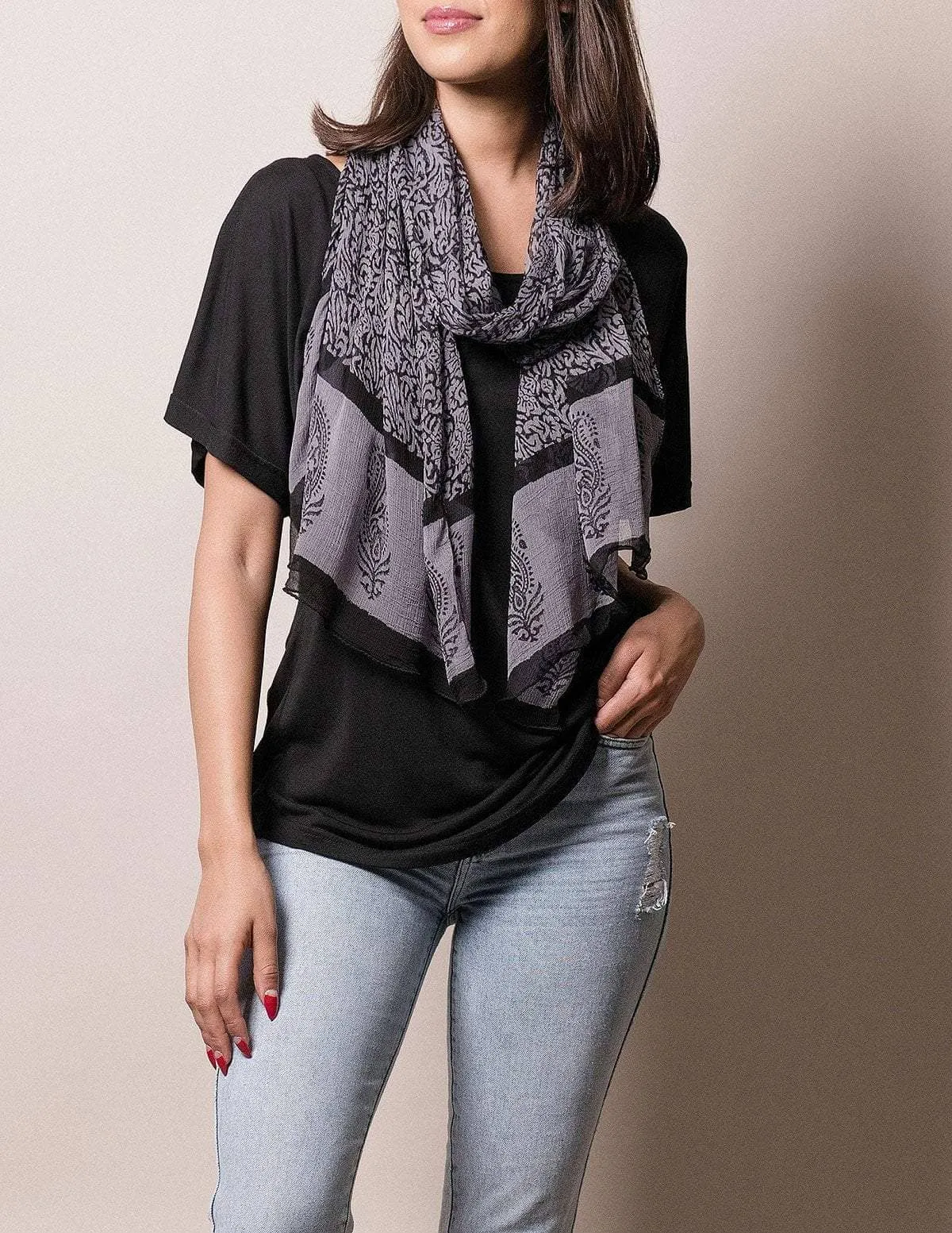 Fair Trade Jesari Scarf - Charcoal Black