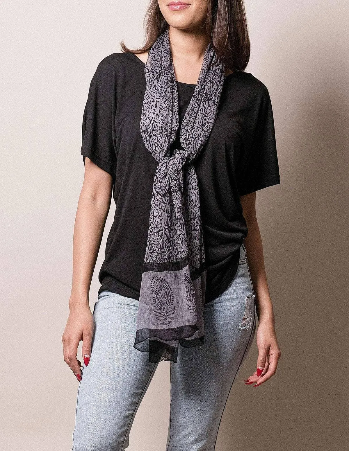 Fair Trade Jesari Scarf - Charcoal Black