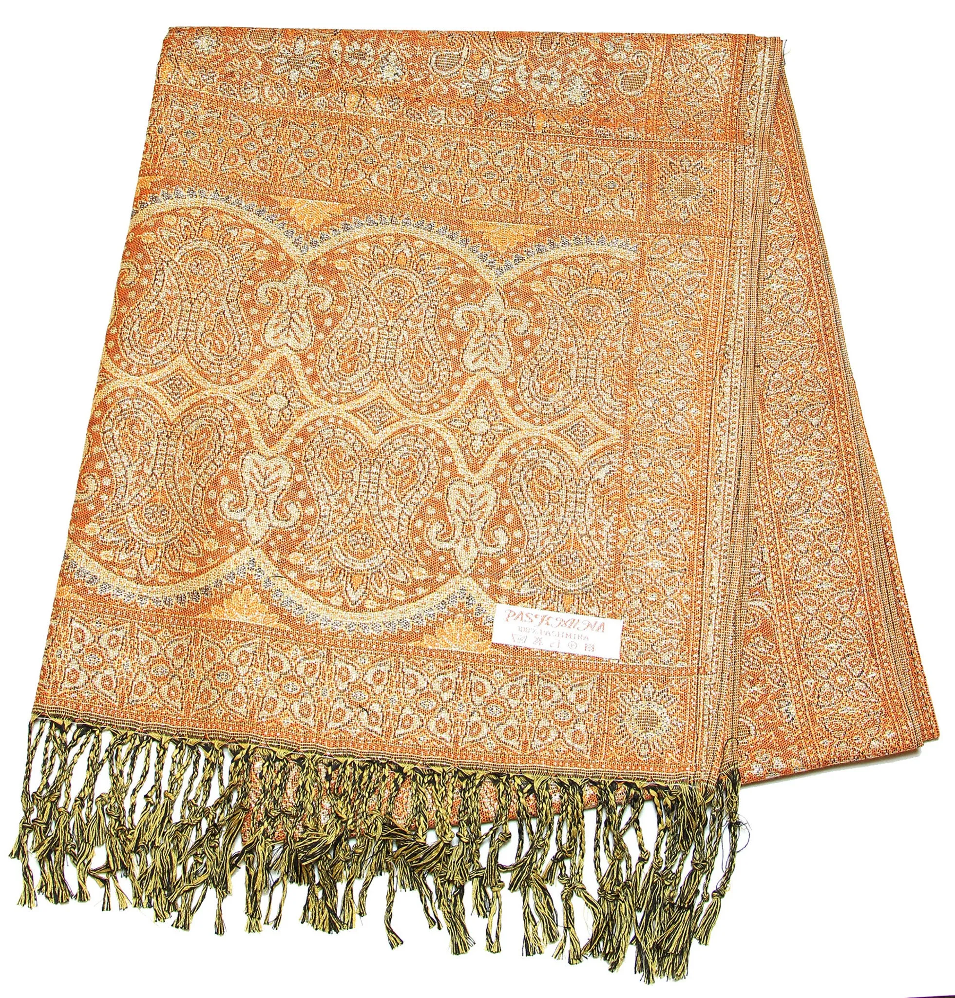 Hand Made Pashmina Shawl Scarf in Sahara Orange