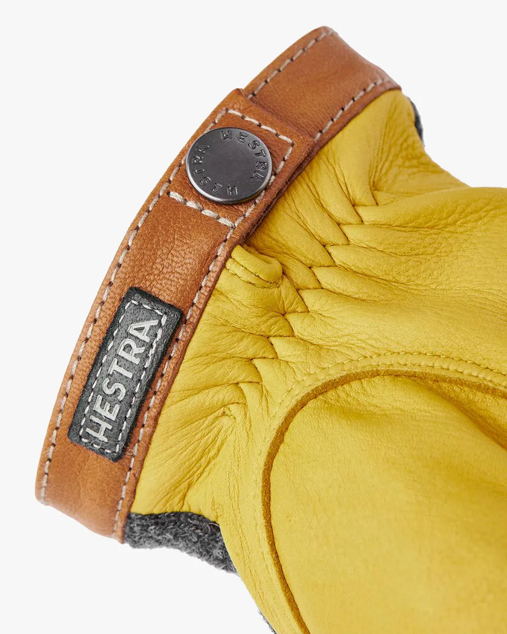 Hestra Deerskin Wool Tricot Gloves - Charcoal / Natural Yellow