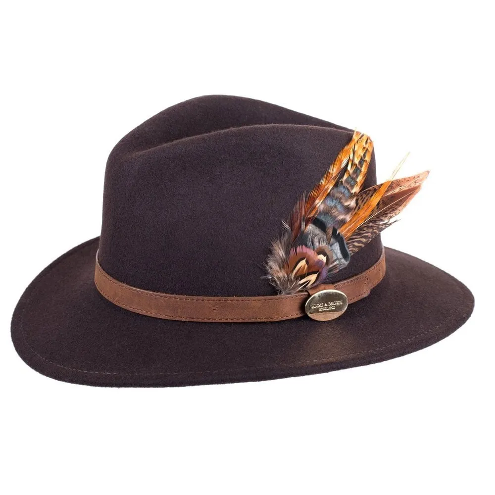 Hicks & Brown Suffolk Fedora Bronze Side Feather