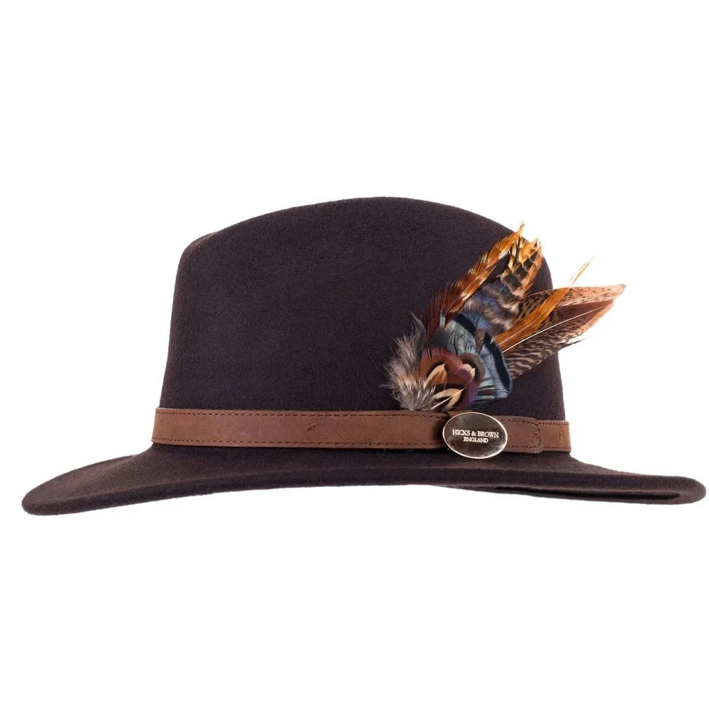 Hicks & Brown Suffolk Fedora Bronze Side Feather