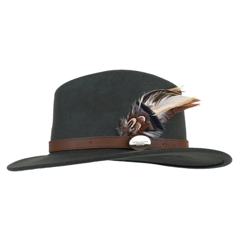 Hicks & Brown Suffolk Fedora Bronze Side Feather