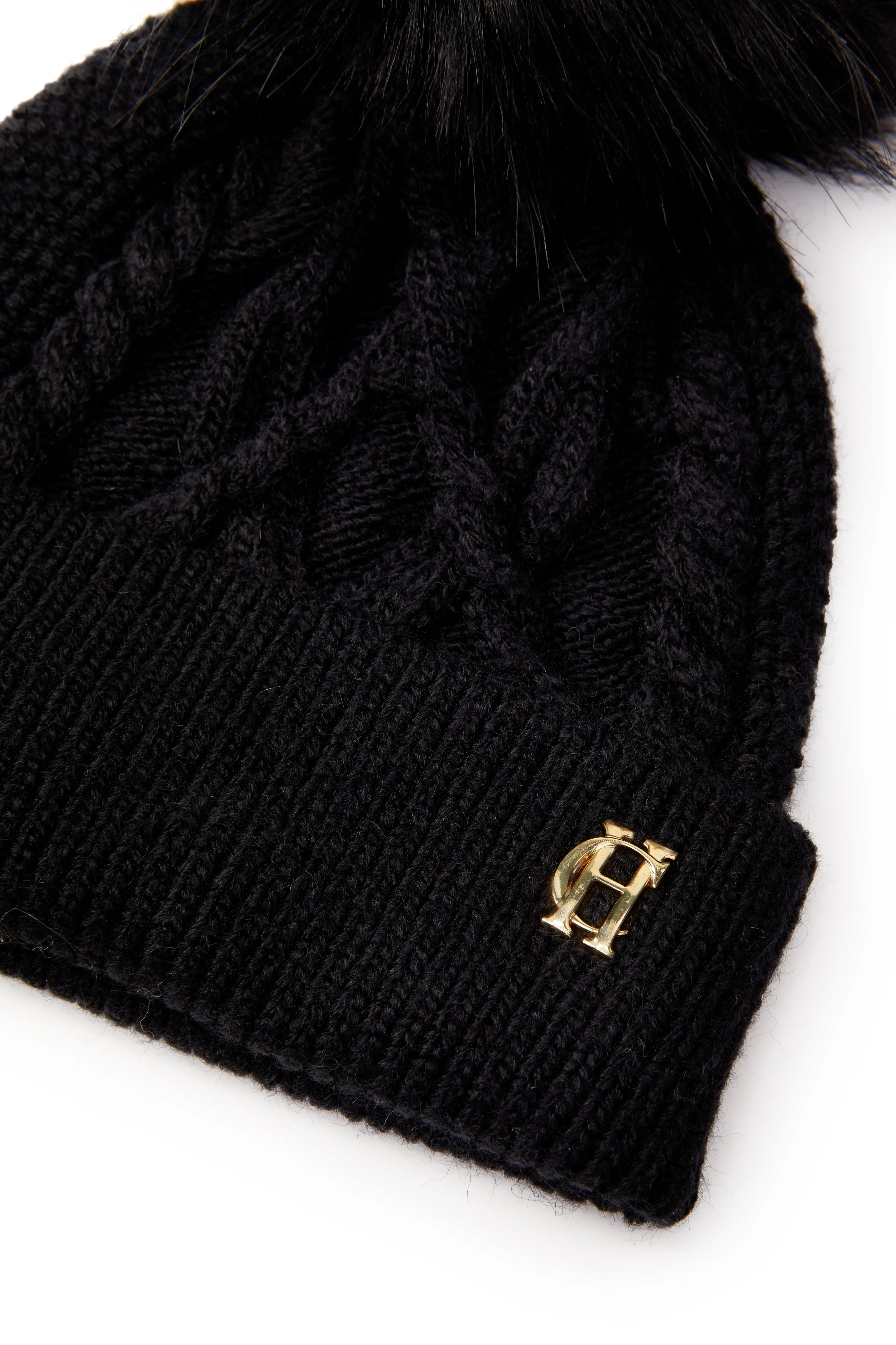 Holland Cooper Cortina Ladies Bobble Hat in Black